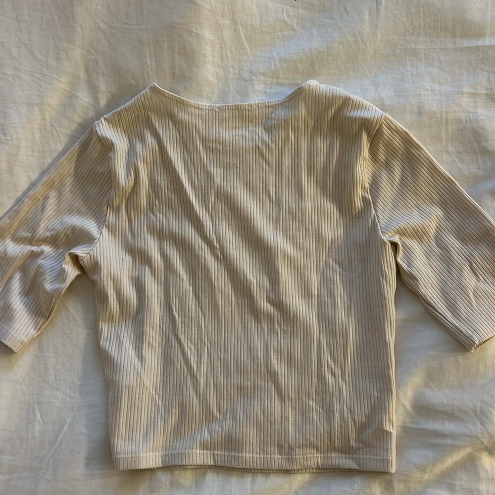 Reformation Cream Ribbed Tee - Picture 2 of 3